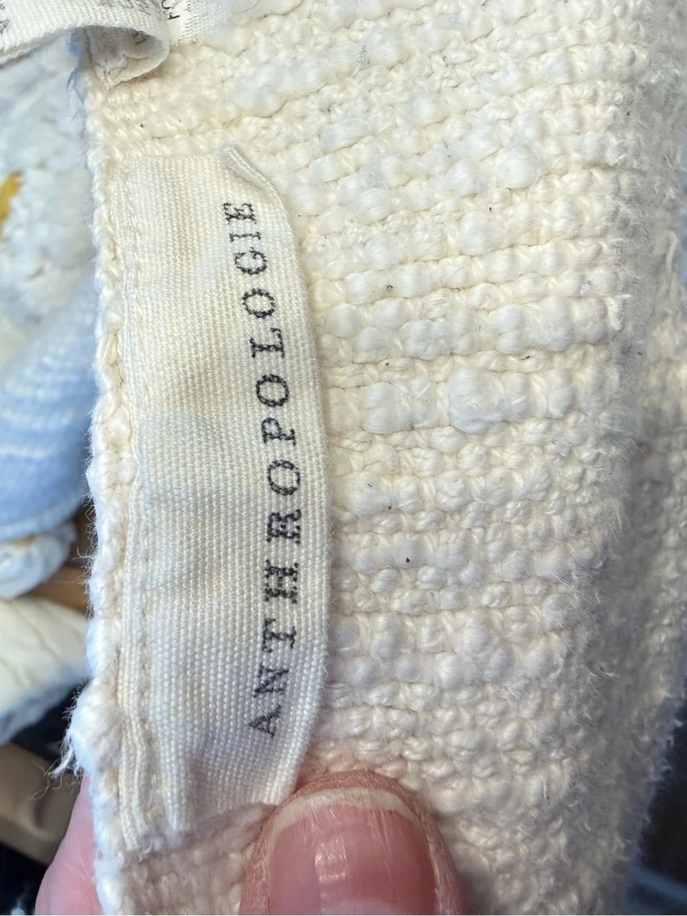 Anthropologie Tufted Amal  Throw Blanket Pom Pom’s with Gold Accents *desc
